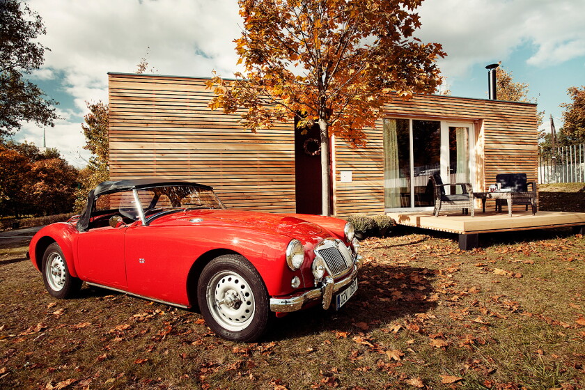 View of Freedomky prefab house designed for affordable off-grid living