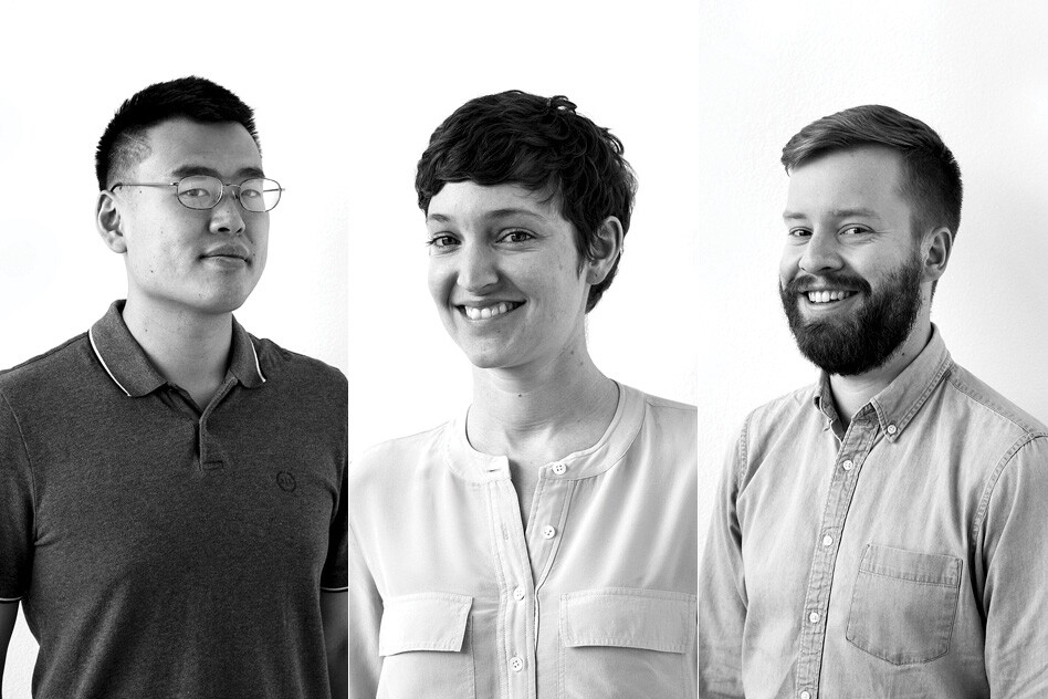 The co-founders of Ayar Labs (from left) Chen Sun, Alex Wright-Gladstein, and Mark Wade