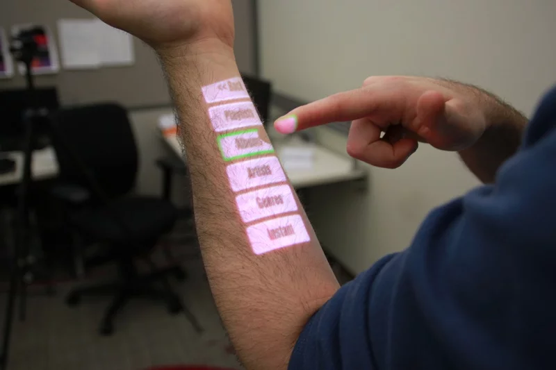 OmniTouch displays interface on user's arm