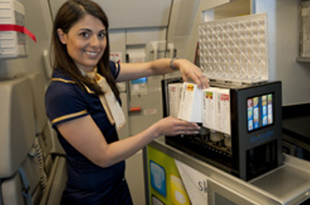 The Skytender drinks machine being refilled