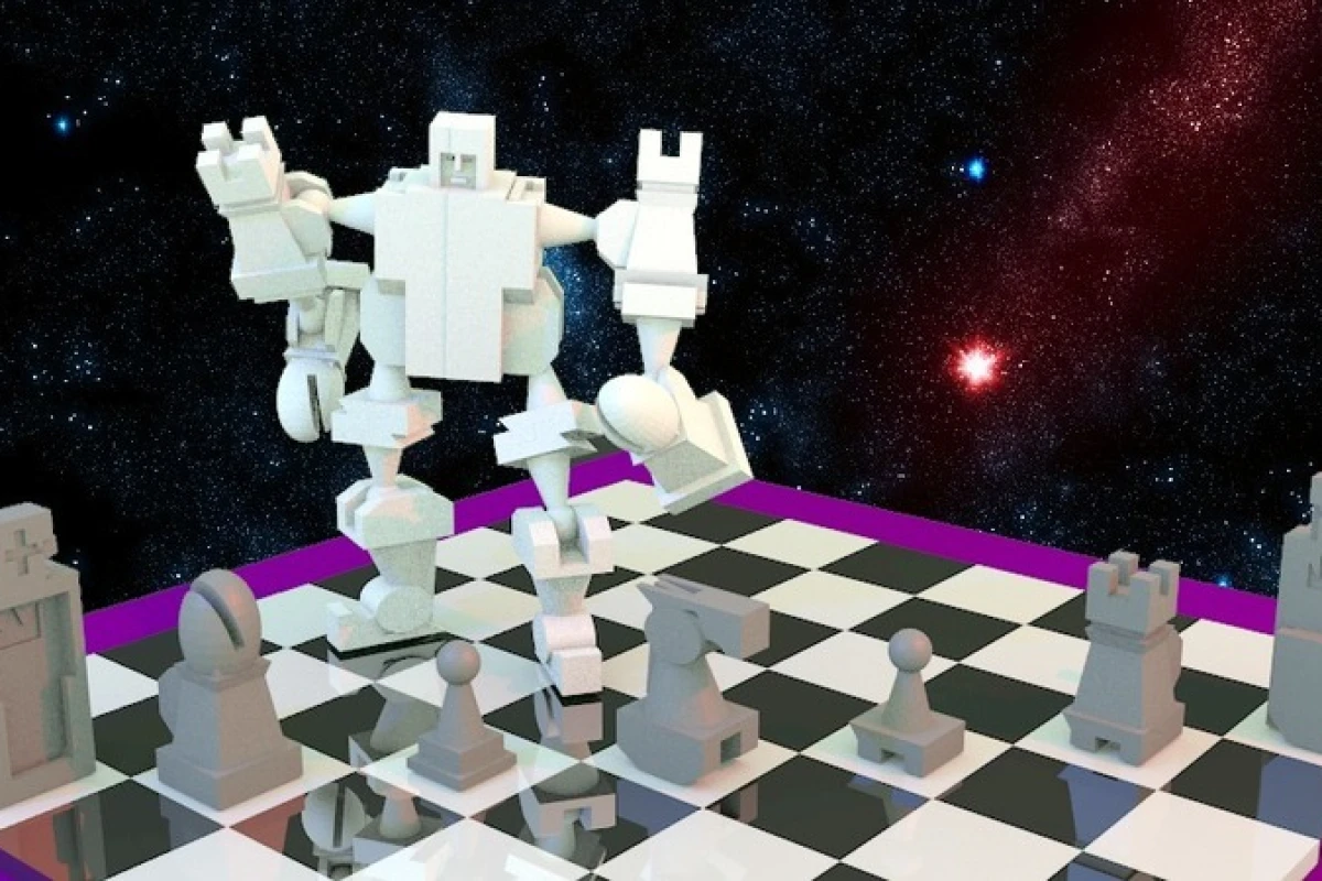 The pieces in Joseph Larson's 3D-printable chess set fit together into what he describes as "the ultimate chess fighting robot" - two of them, actually, with inverted knights for feet and bishops for hands