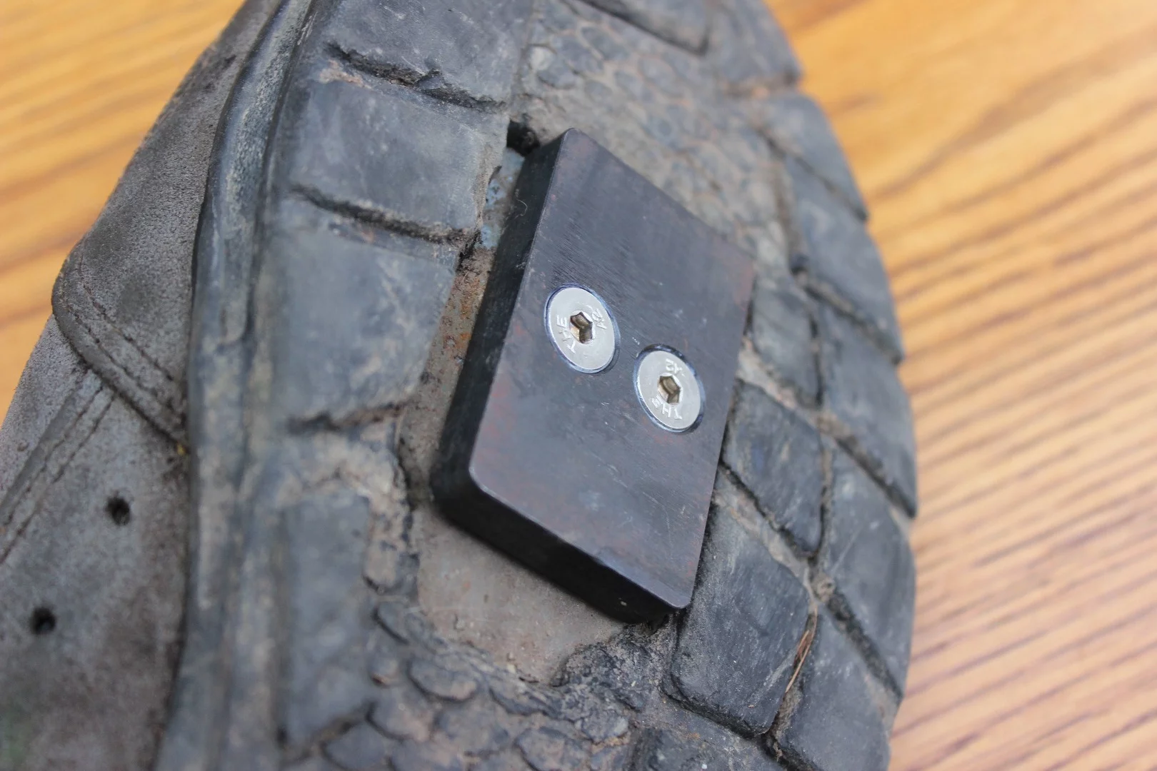 Because the MagLOCK cleats are so large, we had to cut away some extra rubber from the "cleat area" in the soles of the shoes we were using in order to accommodate them