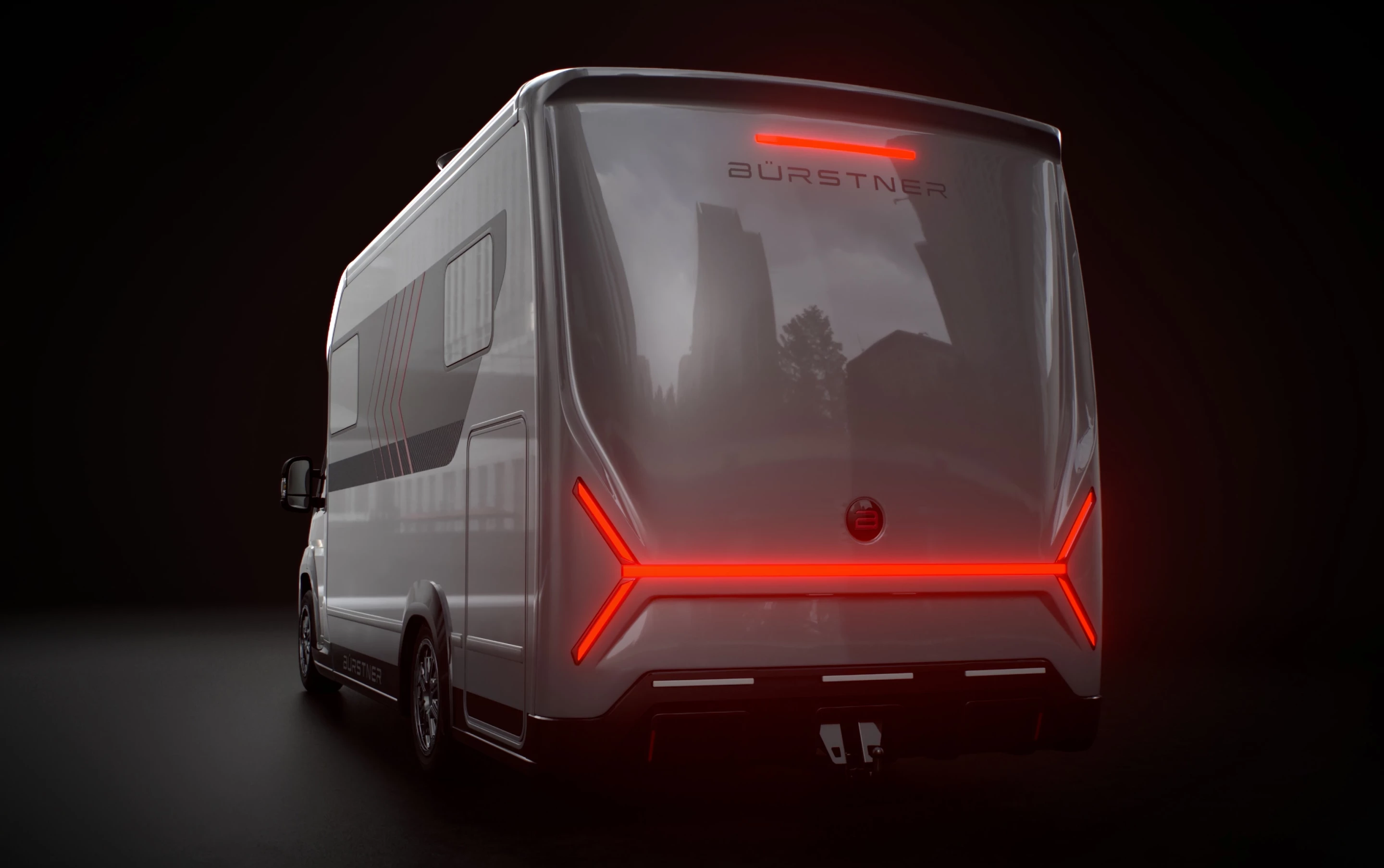 Bürstner makes the Signature's rear fascia even more distinctive with the front using a curved fiberglass wall and distinctive LED taillight design