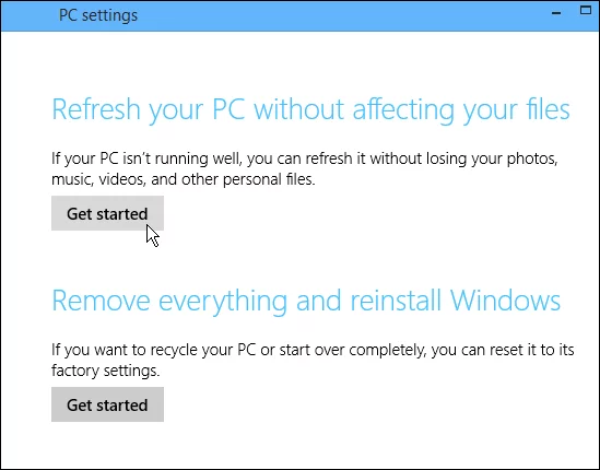 Start the PC Refresh process