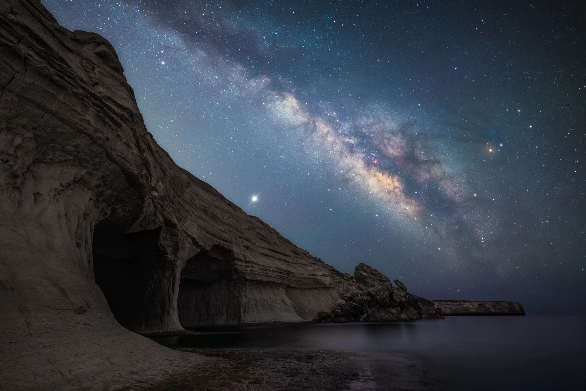 A Night at the Caves, shot in Malta. The core of the Milky Way over the entrance to Ta Marija Cave.