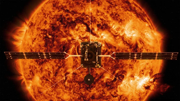 Artist's impression of the Solar Orbiter approaching the Sun