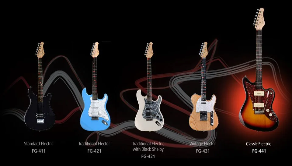 The rest of the Fretlight range, including a beautiful Jazzmaster version
