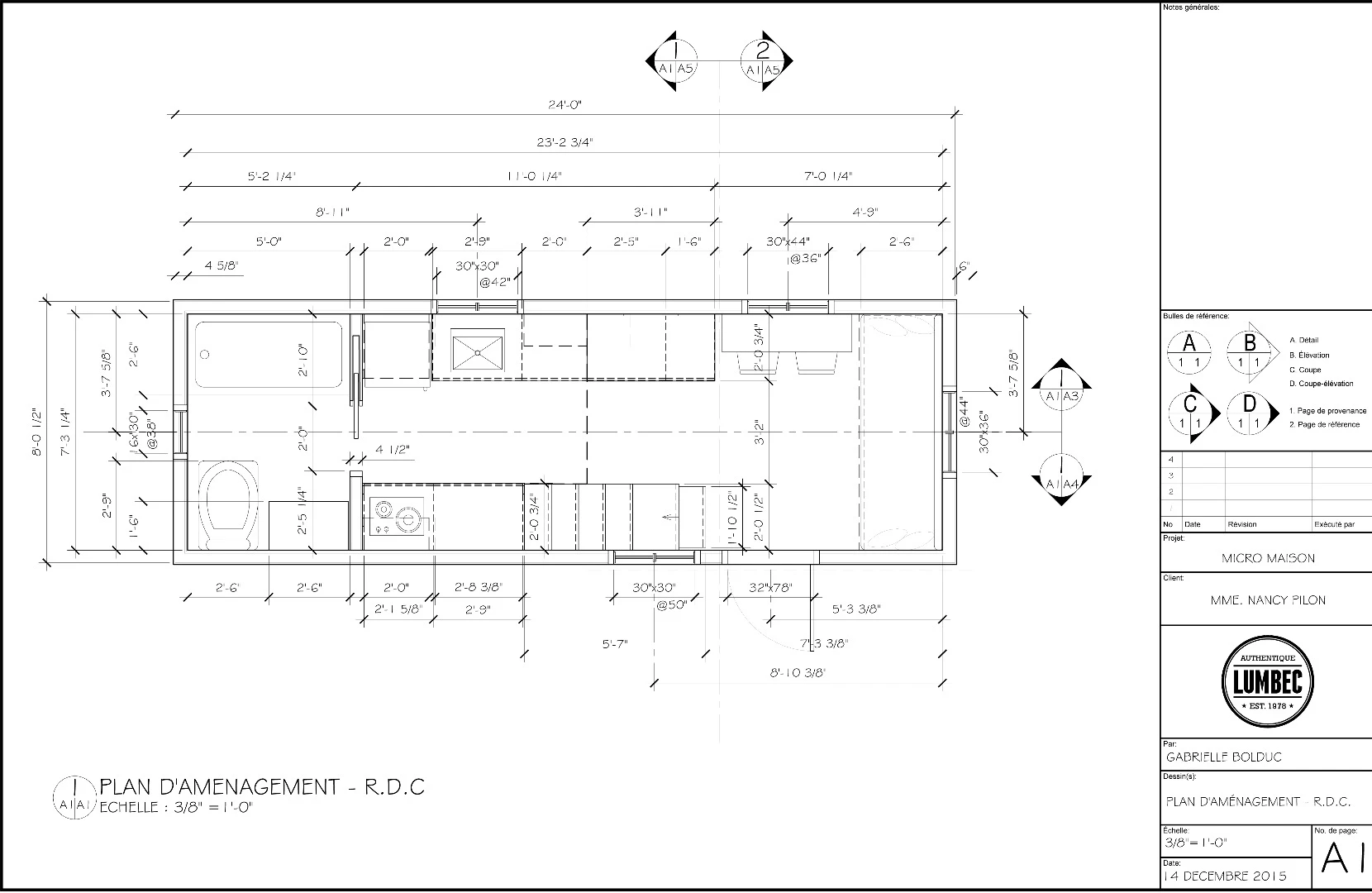 Architectural plans of the TH2 tiny house