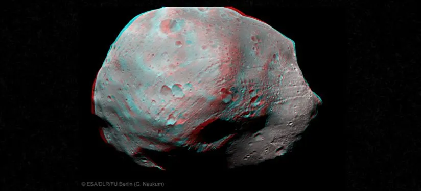3D stereoscopic image of Phobos (Image: ESA/DLR/FU Berlin (G. Neukum))