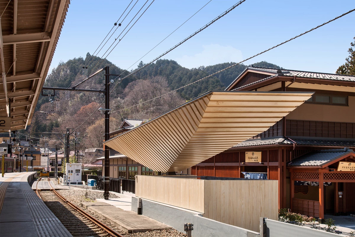 The renovated Keio Takaosanguchi Station in west Tokyo, by Kengo Kuma & Associates
