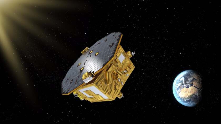 An artist's impression of the LISA Pathfinder in space