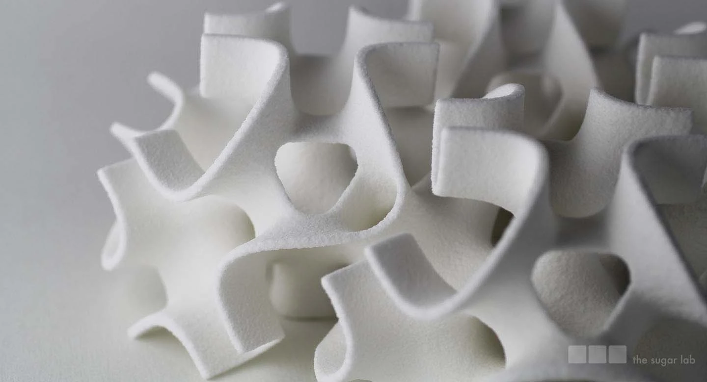 The pair uses a mixture of water and alcohol to wet and harden a sugar substrate into the precise forms (Photo: Sugar Lab)