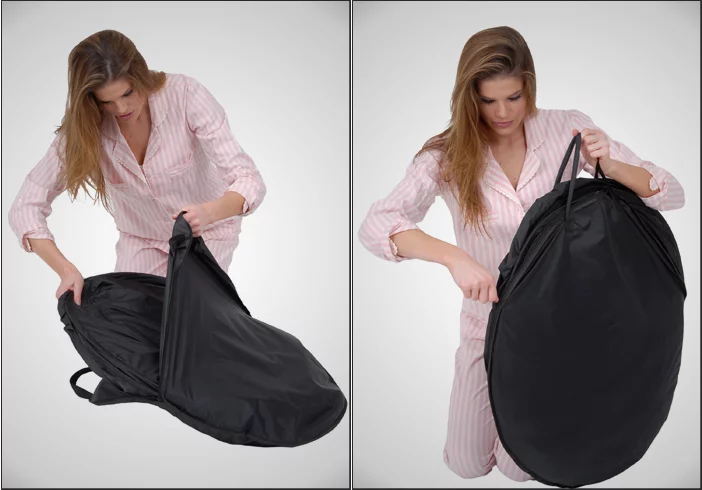 The Privacy Pop folds down for easy transportation