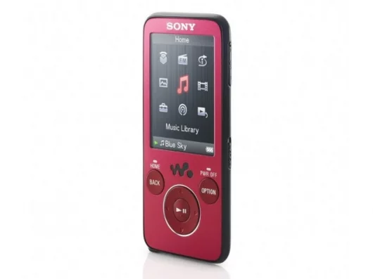 The NWZ-S630 Sony Walkman in red.