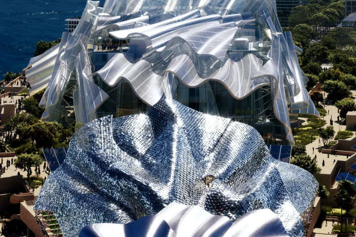 Frank Gehry's design has a dramatic wavy appearance that promises to become synonymous with the new performing arts center