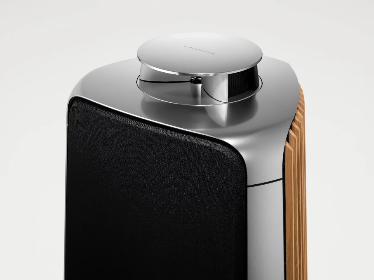 The BeoLab 50 features B&O's Acoustic Lens technology, where the higher frequencies are handled by a lens that rises out of the top of the speaker when it's powered on