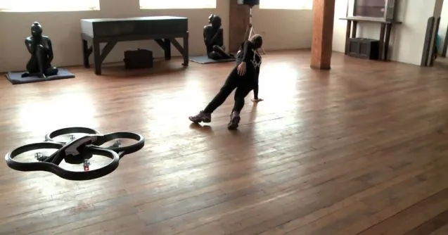 Falkor Systems has developed a dance piece in which a human dancer performs with an autonomous AR Drone quadcopter