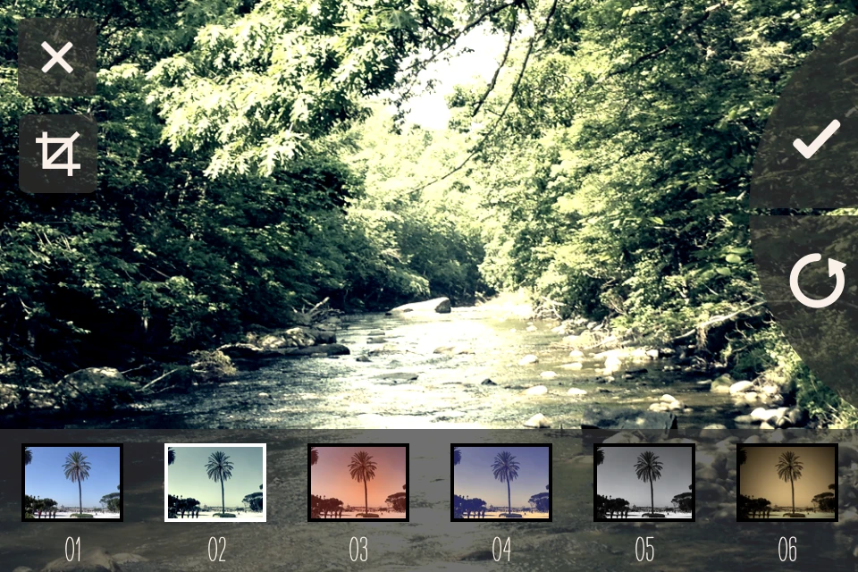 Images can be cropped and have a filter applied before being uploaded with the One Memento app