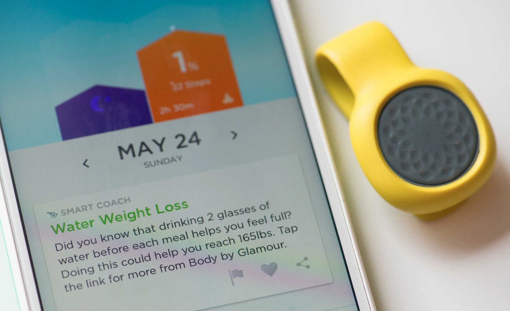 The Jawbone Smart Coach feature gives you feedback and encouragement in conversational sentences