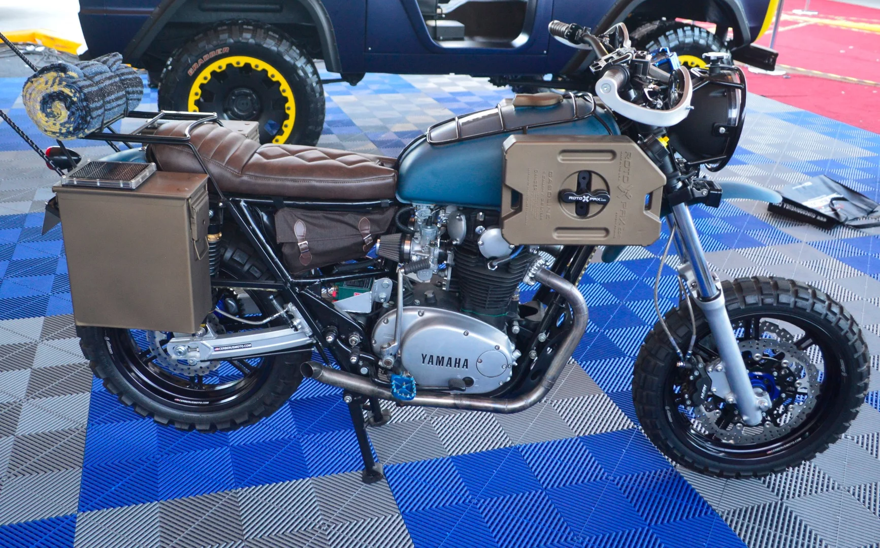 A Yamaha bike ready for adventure, on show at WD-40's booth