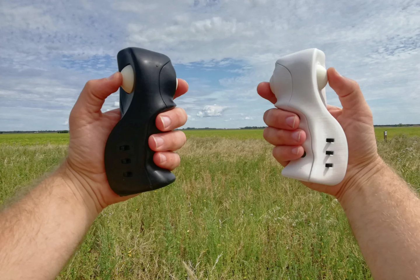 Along with the convenience of not having both hands occupied (two separate stand-alone units are shown here), Knuckles-5 is additionally claimed to offer faster drone control