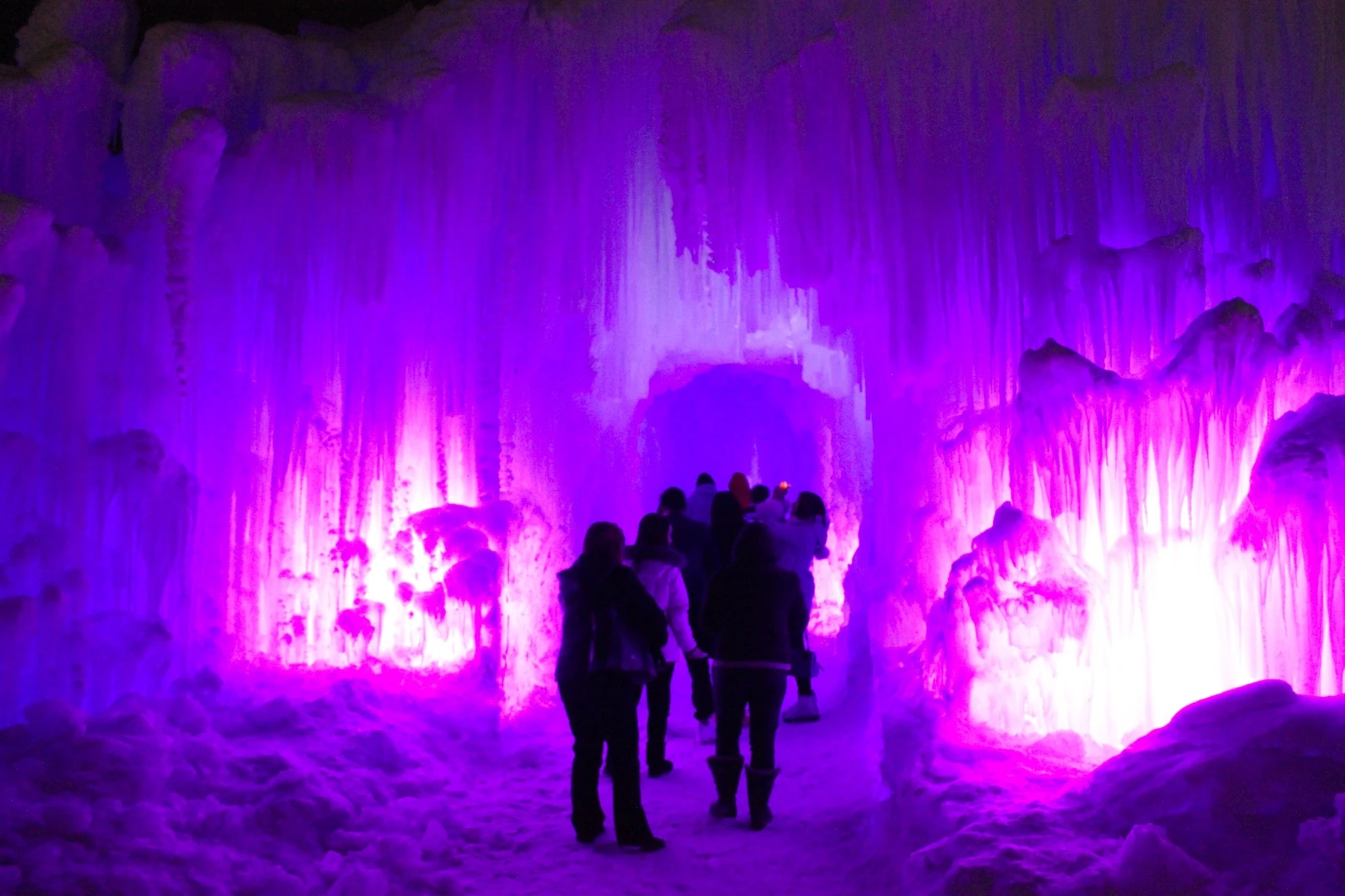 Visitors enter the Edmonton Ice Castle