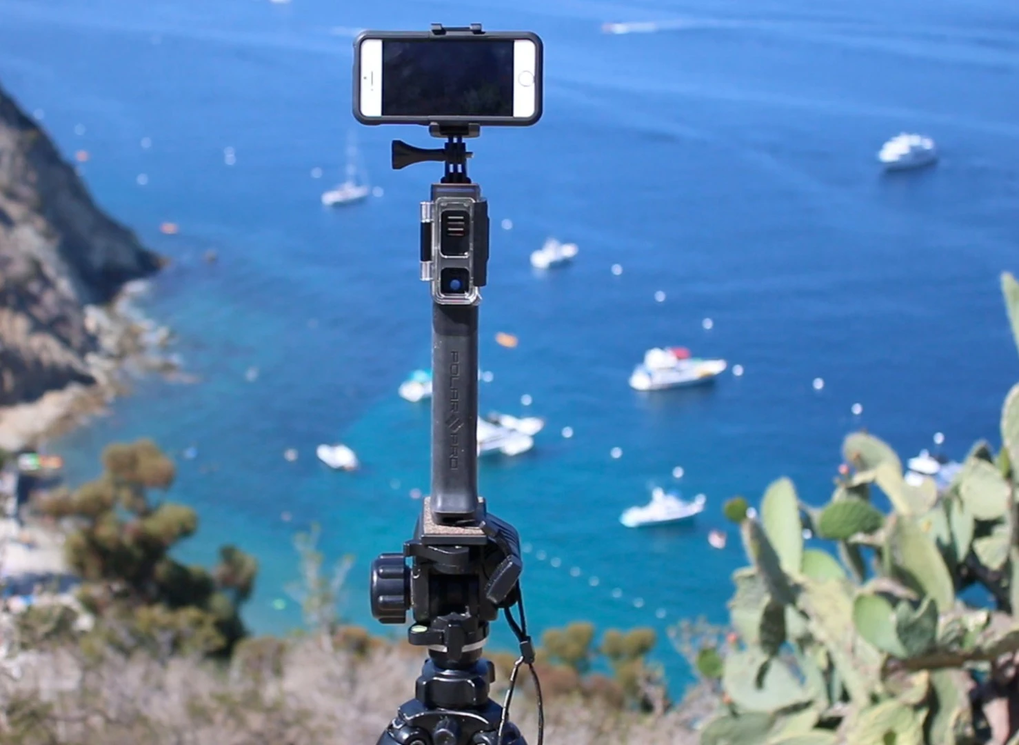 There's a tripod mount on the base of the PolarPro PowerGrip H2O, perfect for powering longer time-lapse shoots