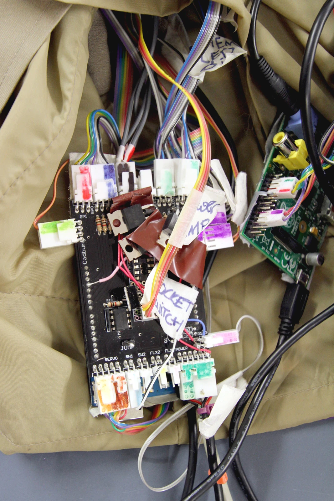 A multitude of servos, solenoids and wiring are hidden throughout the bland overcoat's lining (Photo: Hirsch & Mann)