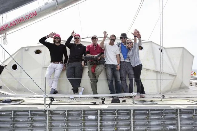 The crew members of the Plastiki