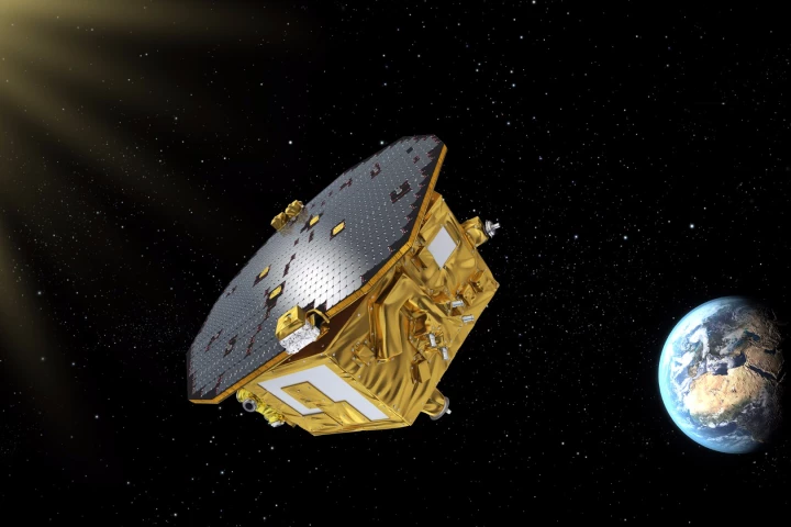 An artist's impression of the LISA Pathfinder in space