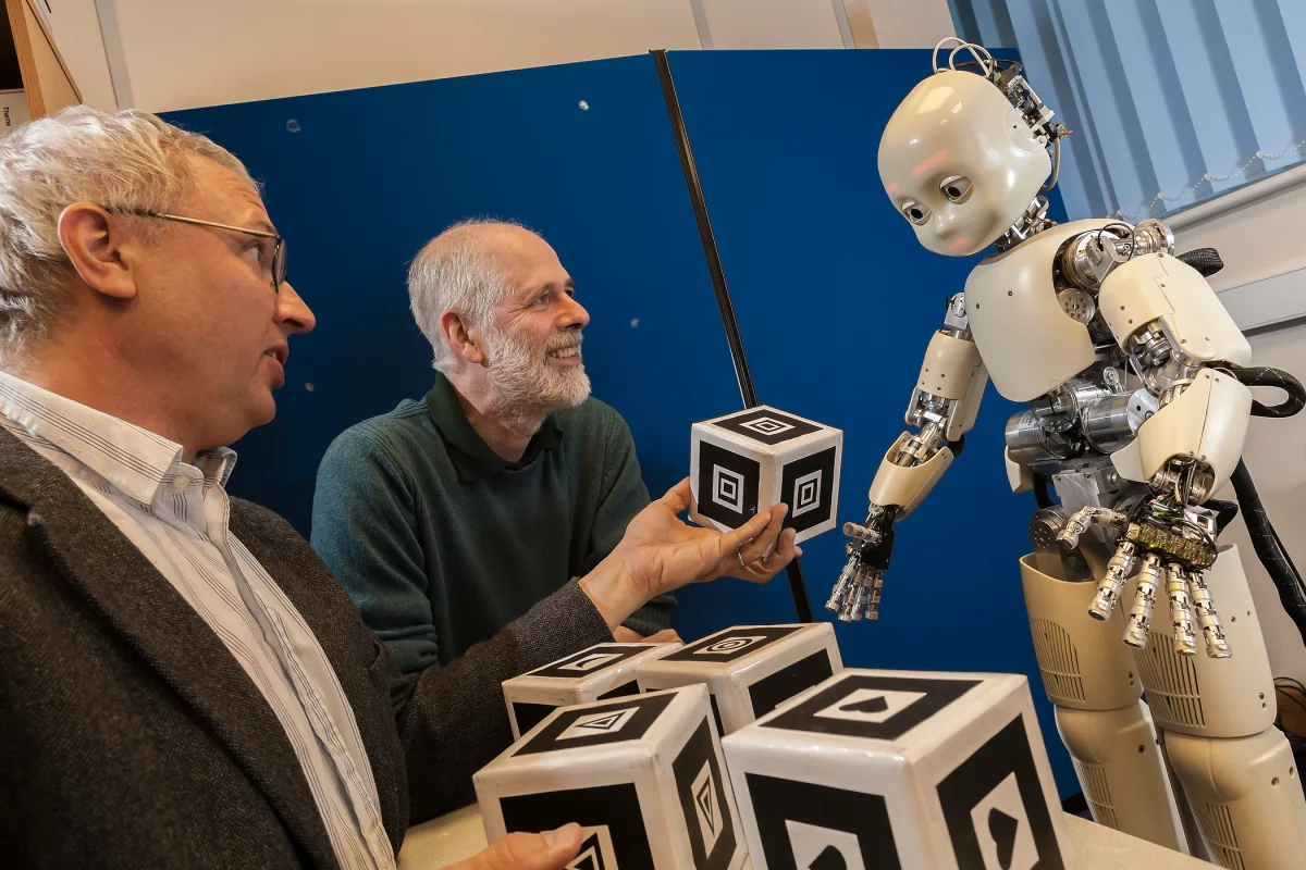 Researchers at the University of Hertfordshire teach the iCub robot how to form words, as part of the iTalk project