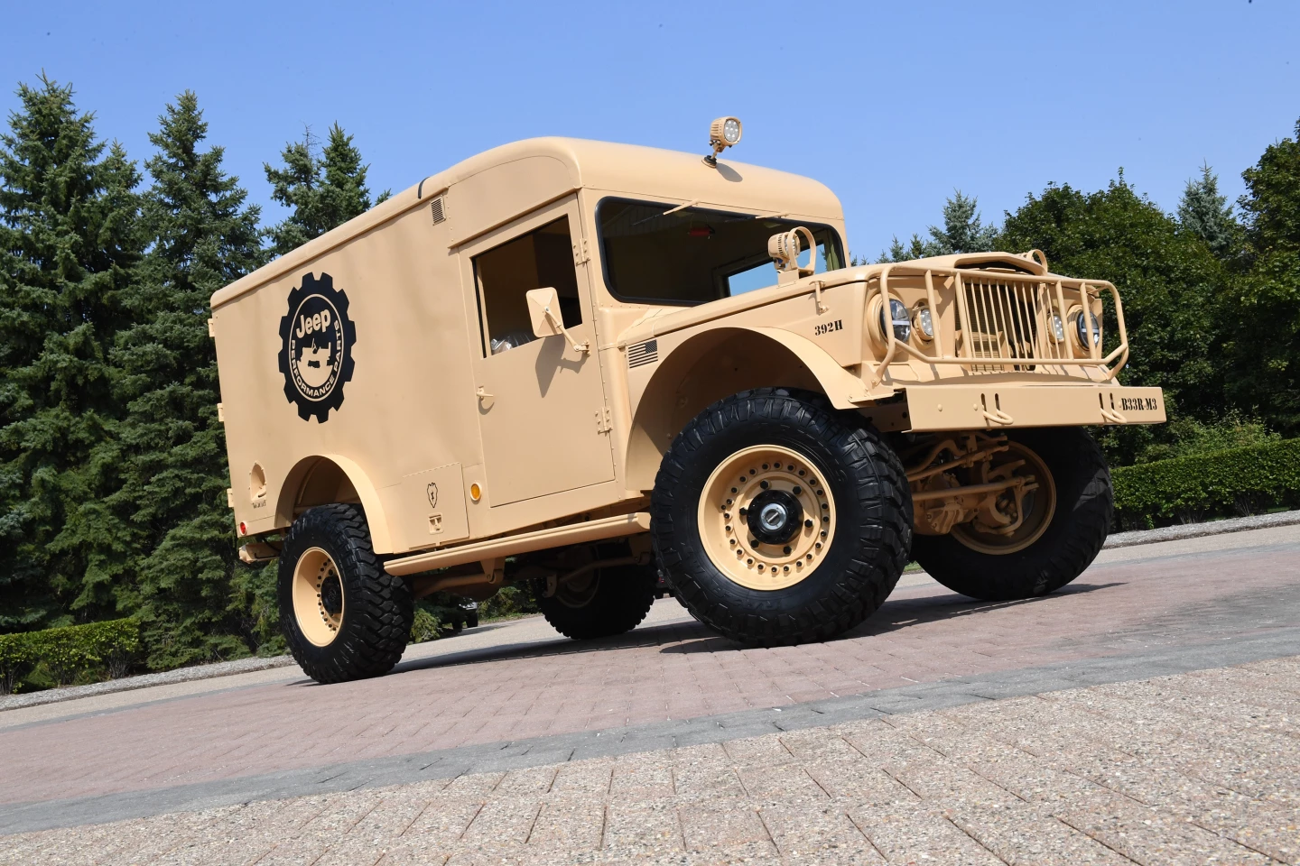 The Kaiser Jeep M725 concept is the Jeep Performance Parts poster vehicle and off-road support machine