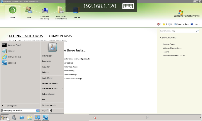 Remote Desktop connection established with a home server