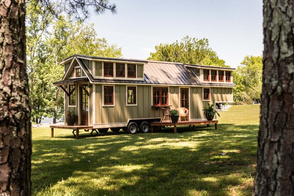 The Denali is clad in board and batten siding and topped by a standing seam metal roof