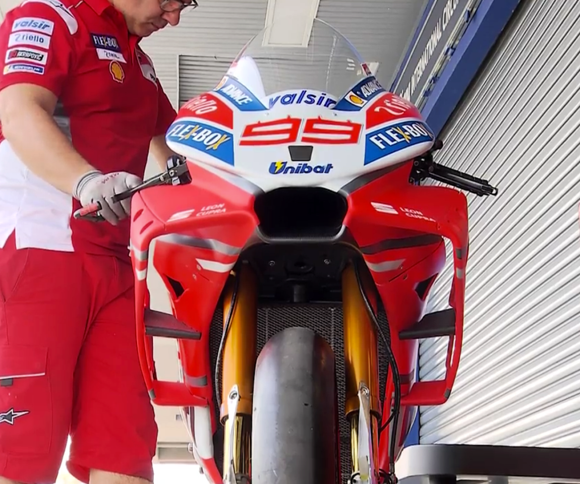 One of the three Ducati fairings tried on Jorge Lorenzo's GP18