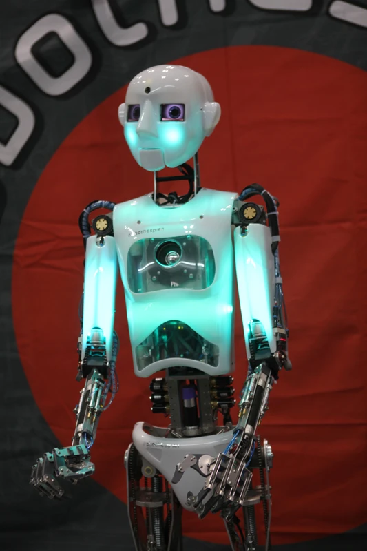The Robothespian presentation, telepresence and acting humanoid robot by Engineered Arts Ltd. is designed for science education purposes