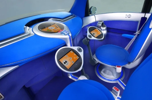The driver's seat of Toyota's POD concept car is unconventional - as the Senso's is also expected to be