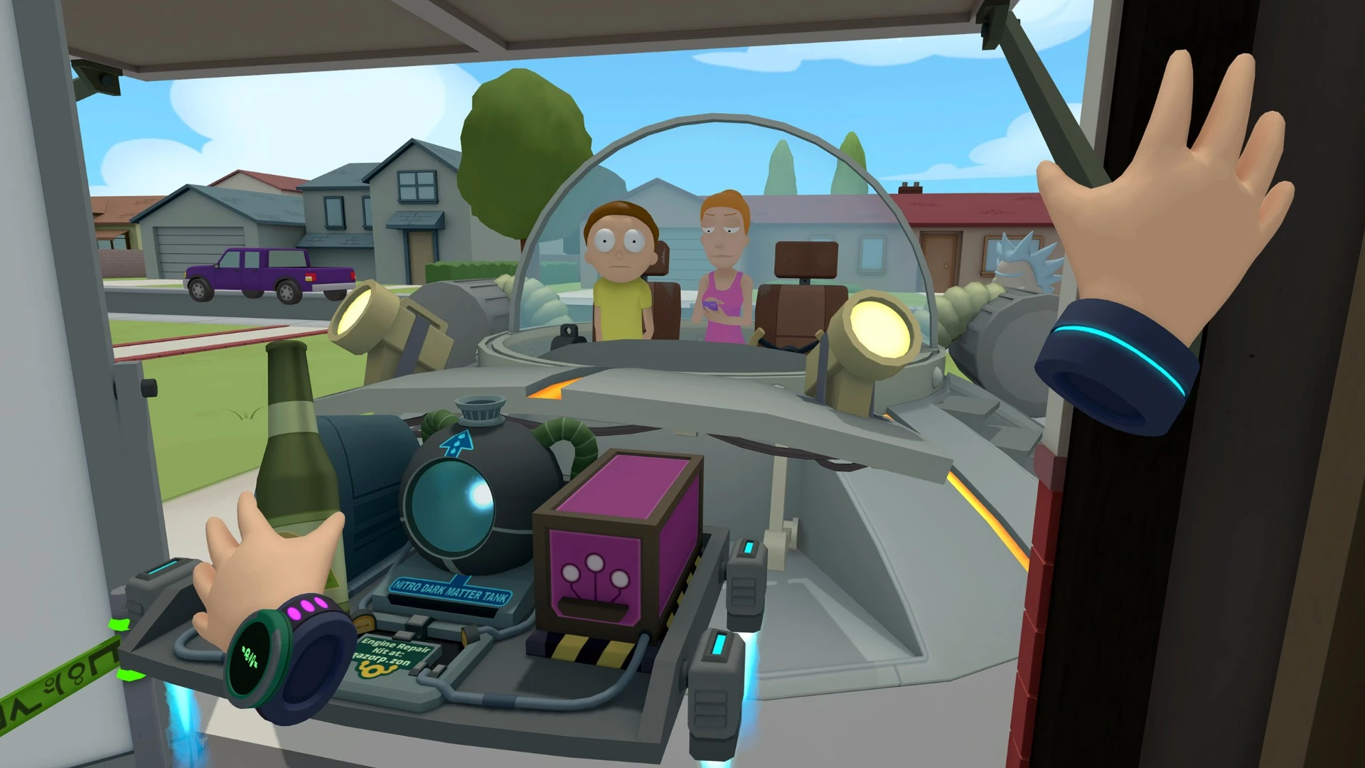 Morty and his sister Summer in Rick's spaceship
