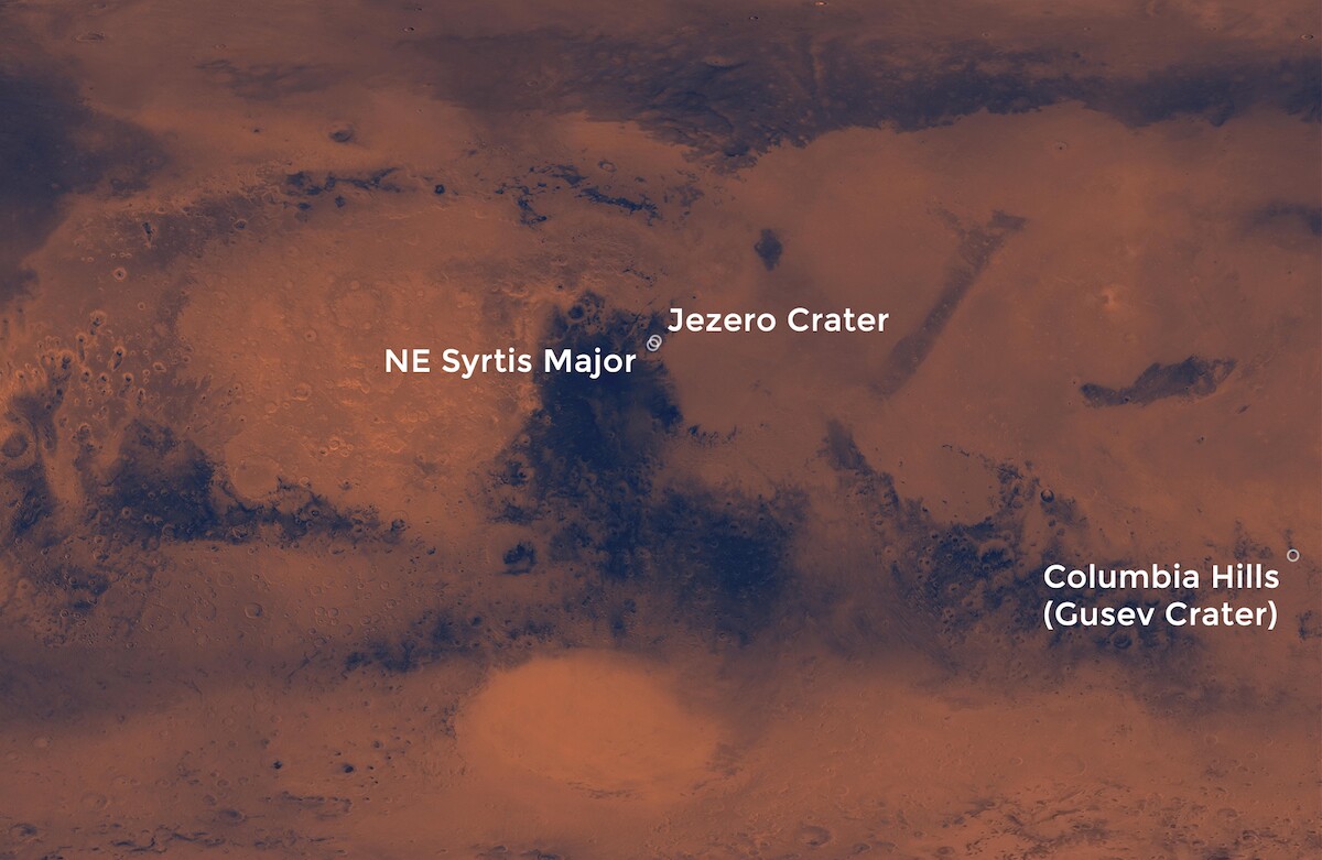 The three potential landing sites for the Mars 2020 rover were all selected based on their watery history, likelihood of once hosting life and the suitability to land and drive a rover there