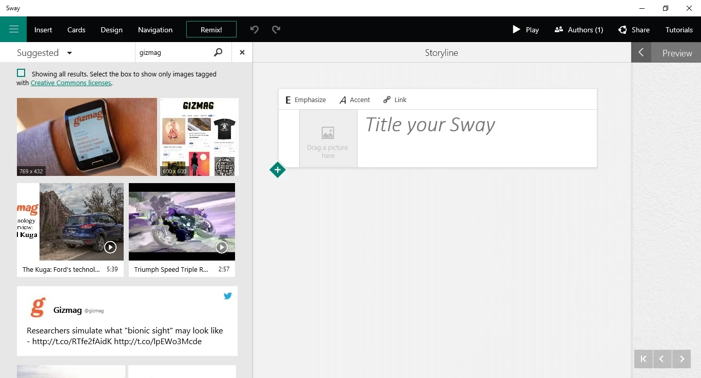 It's possible to search for content of all types from inside Sway