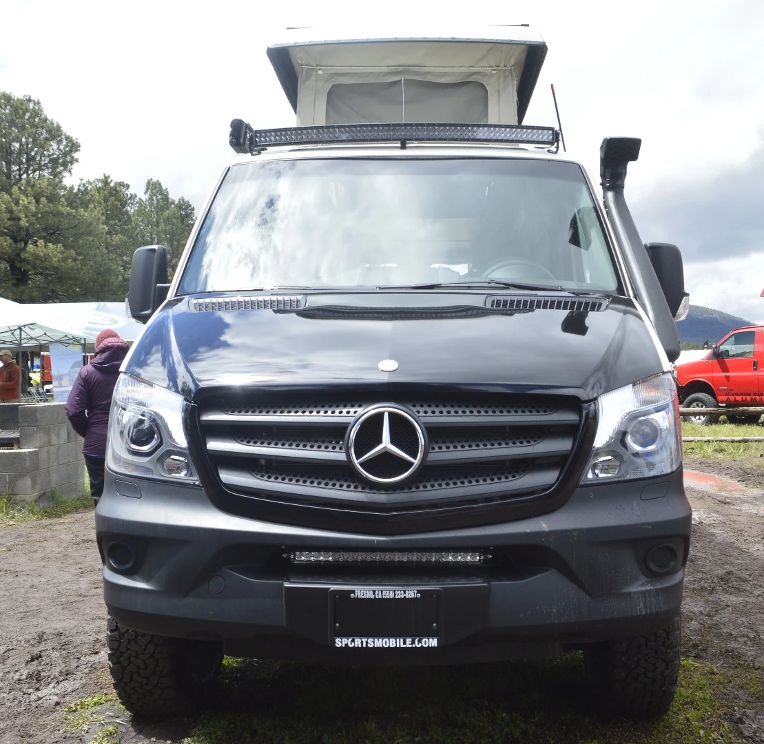 Sportsmobile has added a snorkel to this show Sprinter 4x4