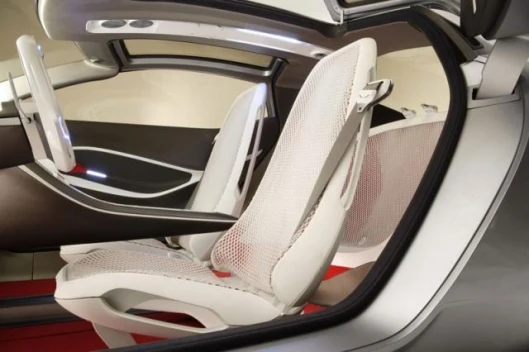 The interior of the Ford Reflex concept features lightweight inner seat frames wrapped in mesh.
