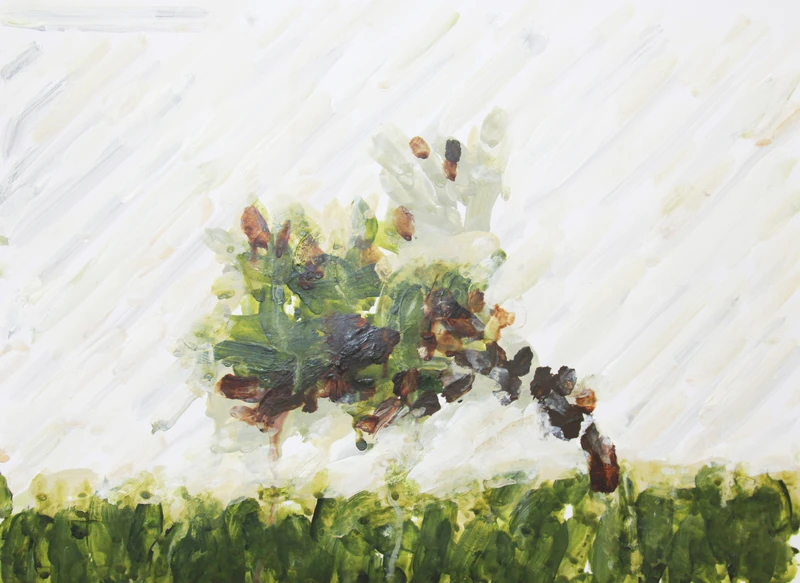 eDavid paints a tree in oil