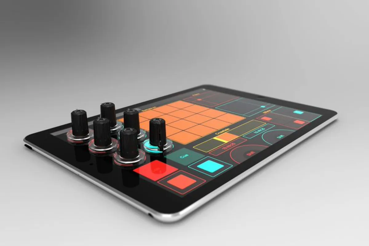 Tuna Knobs work as an oversized stylus, translating real-life turning movements into in-app touch commands