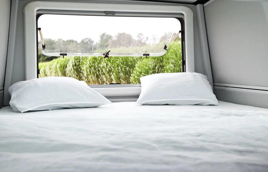 The slide-out pod houses the bed
