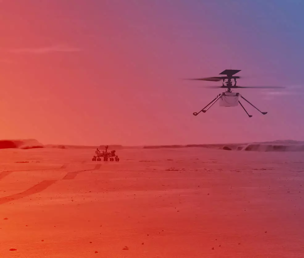 Artist's rending of Ingenuity on Mars