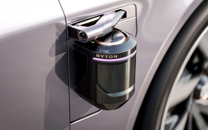 The side-view LiDAR system sits in a small canister below the side "mirror" camera and retracts when not in use