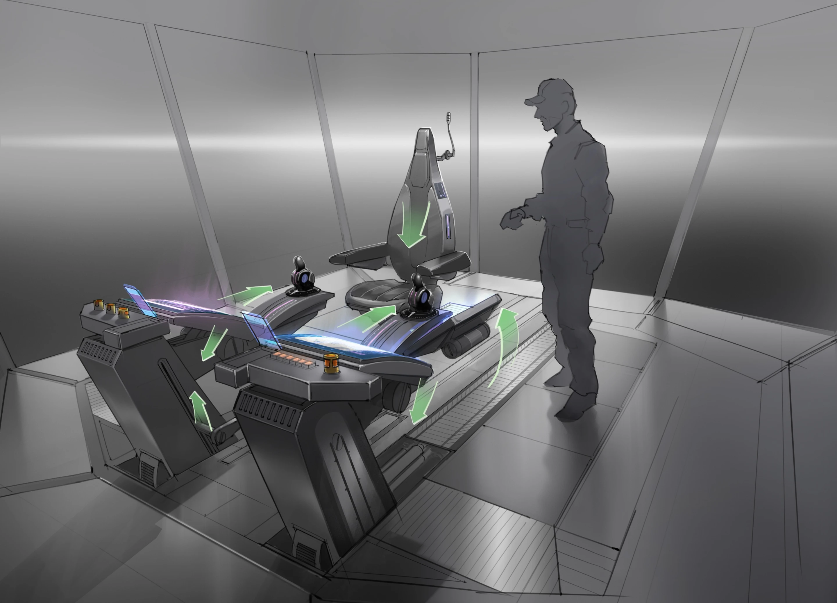 Rolls-Royce oX work station showing configuration movements
