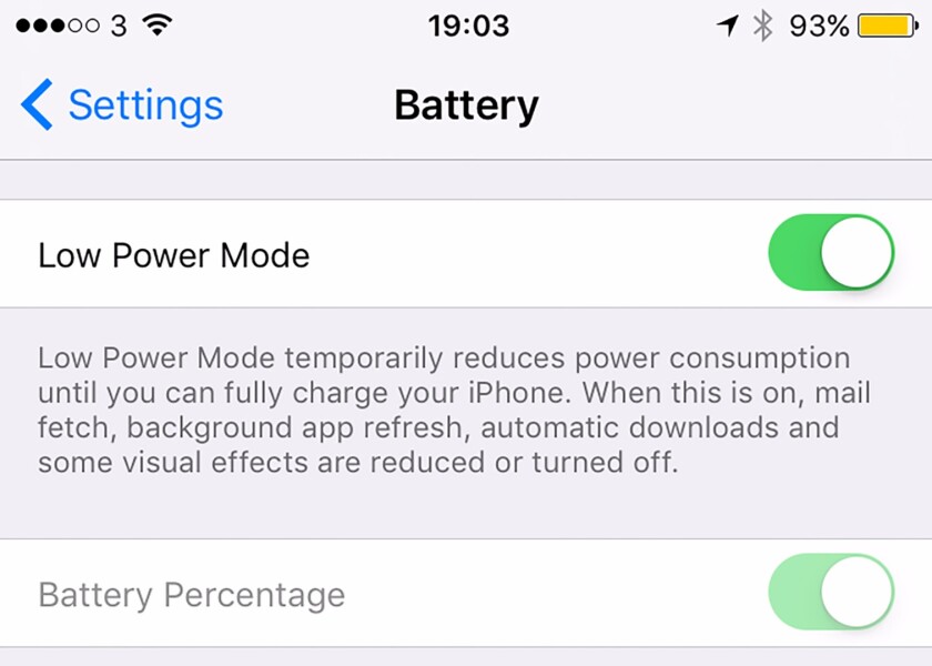 The new low power mode saves battery life