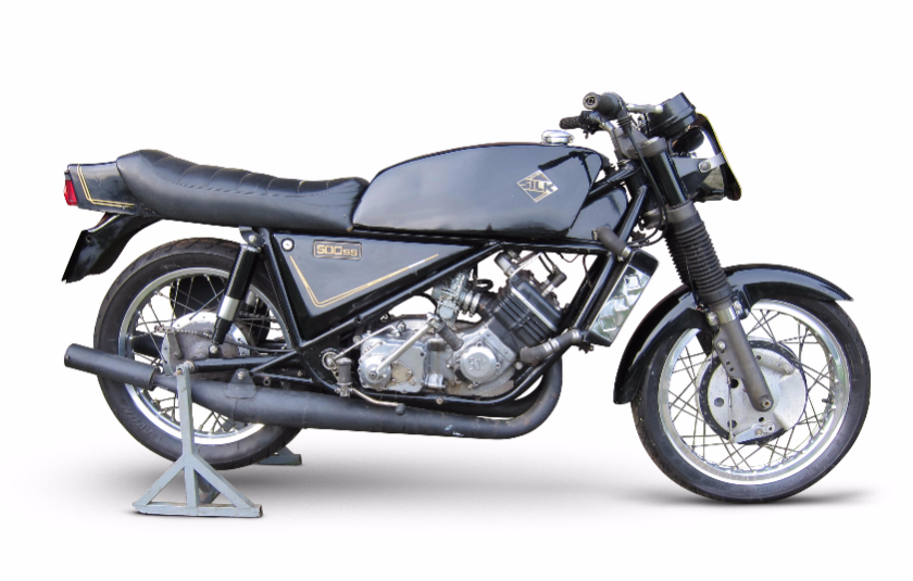 Part of a deceased estate, this ultra-rare two-stroke twin Silk is one of only 138 built during the marque's six-year lifespan. Following delivery, the Silk was used extensively in competition, eventually resulting in George Silk providing what is believed to be one of only two special 500 cc short-stroke engines built by Silk. This short-stroke motor remains in it to this day. Used in competition, the new engine was believed to produce more power with less vibration at high revs. The bike is estimated to sell for between £5,500 - 7,500 ($8,000 - 11,000)Auction Page
